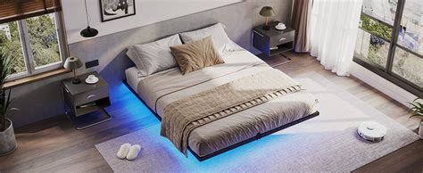 prada led queen bed|Queen Size Metal Floating Bed Frame, Metal Platform Bed with .